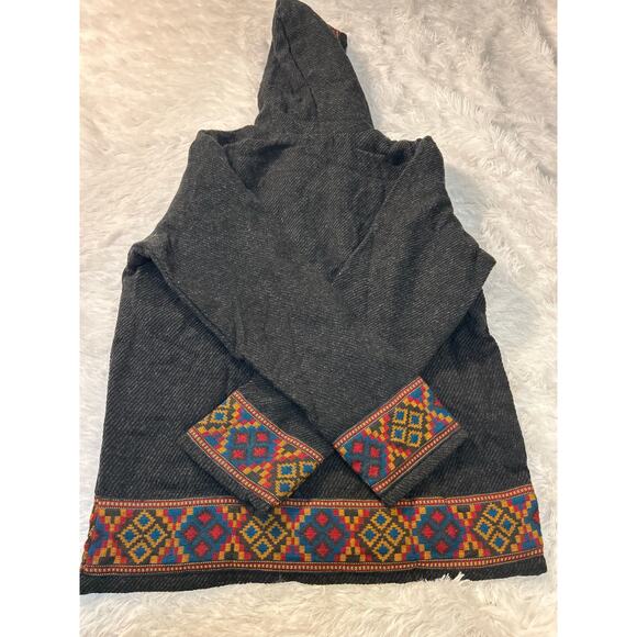 Boutique Jackets & Blazers - Beautiful Rhea 100% wool hooded jacket with stunning boho tribal detailing